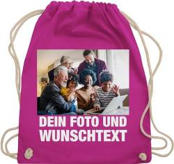 Turnbeutel Rucksack - Mit Bild eigenem Foto Name Text Wunschtext - Unisize - Fuchsia - beutel kita selber bedrucken selbst gestalten rucksäcke stoffbeutel wechselwäsche bilder baumwoll von Geschenk mit Namen personalisiert by Shirtracer