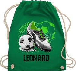 Turnbeutel Rucksack - Personalisiertes Fußballgeschenk mit Namen | Geschenke für Fußballfans | Weihnachtsgeschenke Fußball - Unisize - Grün - personalisierter fussball kinder tasche von Geschenk mit Namen personalisiert by Shirtracer