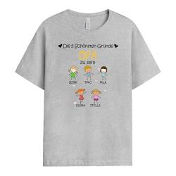 Geschenke Mall Personalisiertes Die Schönsten Gründe Opa, Oma Zu Sein T-Shirt - Personalisierte Geschenke für die Papa und Mama zu Jubiläum, Geburtstag und besonderen Anlässen (4 Kinder, Modell #1) von Geschenke Mall