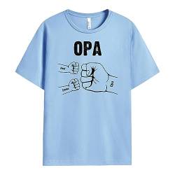 Geschenke Mall Personalisiertes T-Shirt für Papa, Opa - Personalisiertes Fauststoß Papa Opa und Kinder T-Shirt (Hellblaues, Anzahl DER Kinder WÄHLEN – 2 Kinder) von Geschenke Mall