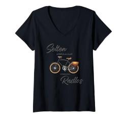 Damen Selten mal Radlos Motiv für Radfahrer, Fahrrad, Rennrad. T-Shirt mit V-Ausschnitt von Geschenkidee für alle die selten mal Radlos sind.