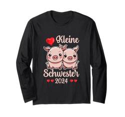 Kleine Schwestern 2024 Zwei Rosa Baby Schweinchen Schwester Langarmshirt von Geschwister Baby Schweinchen Kleines Rosa Schwein