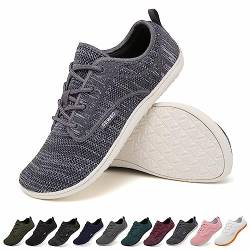 Geweo Damen Barfußschuhe Barfußschuh Herren Barfuss Schuhe Barefoot Shoes Leicht Barfuß Sneaker Fitnessschuhe Atmungsaktiv Minimalistische Schuhe, Grau Gr.44 von Geweo