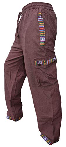 Gheri Herren Kontrast Border Baumwolle Cargohose Braun XXL von Gheri