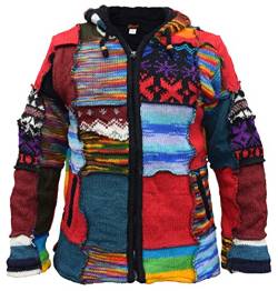 Gheri Herren Patchwork lange Kapuze Boho Elfen Fee Elf Kapuze Festival Jacke XL von Gheri