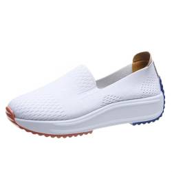 Frauen Stretch Mesh Turnschuhe Lässig Atmungsaktiv Leicht Faulenzer Slipper rutschfest Gehen Schuh Krankenschwester Schuhe(White,36 EU) von Gikleihwy