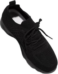 Gikleihwy Damen Geschnürt Canvas Turnschuhe Mode Runde Zehe Leichtgewicht Schlüpfen Plateaus Schuhe Bequem Niedrig-Top Atmungsaktiv Orthopädisch Laufen Gehen Tennis Flach Schuhe(Black,36 EU) von Gikleihwy