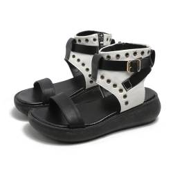 Gikleihwy Frauen Hochwertig Leder Sandalen, Bequem Offene Zehe Gothic Plateau Römisch, Verstellbar Knöchelschnalle Anti-Rutsch Schuhe für Die Tägliche Arbeit(White,40 EU) von Gikleihwy