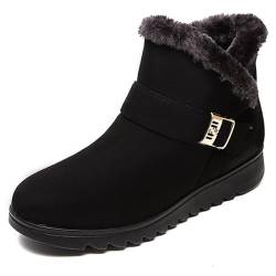 Gikleihwy Frauen Winter Schneestiefel Warm Flauschig Kältebeständig Pantoffeln Lässig Schuhe Mädchen Fell gefüttert Wasserdicht Leichtgewichtig Draußen Stiefelette(Black,36 EU) von Gikleihwy