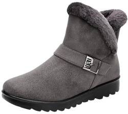 Gikleihwy Frauen Winter Schneestiefel Warm Flauschig Kältebeständig Pantoffeln Lässig Schuhe Mädchen Fell gefüttert Wasserdicht Leichtgewichtig Draußen Stiefelette(Gray,37 EU) von Gikleihwy