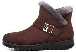 Gikleihwy Frauen Winter Schneestiefel Warm Flauschig Kältebeständig Pantoffeln Lässig Schuhe Mädchen Fell gefüttert Wasserdicht Leichtgewichtig Draußen Stiefelette(Marrone,40 EU) von Gikleihwy