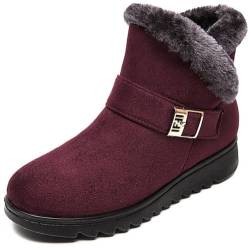 Gikleihwy Frauen Winter Schneestiefel Warm Flauschig Kältebeständig Pantoffeln Lässig Schuhe Mädchen Fell gefüttert Wasserdicht Leichtgewichtig Draußen Stiefelette(Red,35 EU) von Gikleihwy