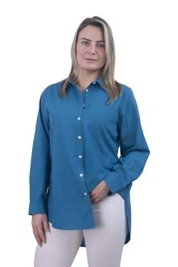 Aurora Bluse Damen Loose fit 2XL/3XL Petrol - Elegante Business & Freizeit Damenbluse und Festliche Langarm Hemdbluse aus Bügelleichter Stretch Baumwolle von Gilby Park