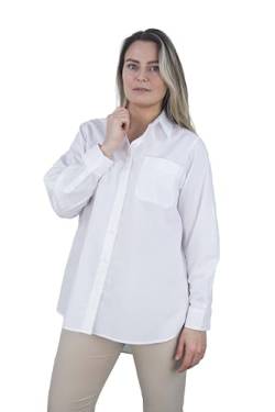 Aurora Damen Bluse Loose fit 2XL/3XL White - Elegante Business & Freizeit Damenbluse & Festliche Langarm Hemdbluse aus Bügelleichter Stretch Baumwolle von Gilby Park