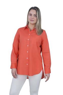 Aurora Damen Bluse Loose fit S/M Orange - Elegante Business & Freizeit Damenbluse & Festliche Langarm Hemdbluse aus Bügelleichter Stretch Baumwolle von Gilby Park