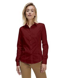 Gilby Park Madison - Slim Fit Bluse Damen Rot XL - Rötes Langarm Winter Damen Hemd aus Bügelleichte Baumwolle mit Stretch - Elegant Bluse für Business & Freizeit von Gilby Park