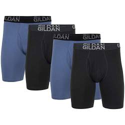 Gildan Herren Boxershorts aus Baumwoll-Stretch, Multipack Retroshorts, Black Soot/Slate Blue (4-Pack), S (4er Pack) von Gildan