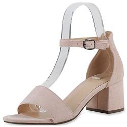 Giralin Damen Klassische Sandaletten Blockabsatz Schuhe Basic Sommersandaletten Kunstleder Freizeitschuhe 200868 Nude Velours 41 von Giralin