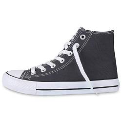 Giralin Damen Sneaker High Basic Canvas Turnschuhe Schnürer Stoff Schuhe Bequeme Freizeitschuhe 173017 Dunkelgrau Lucky 43 von Giralin