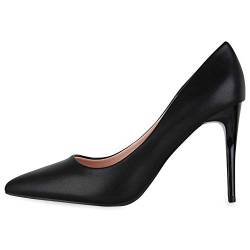 Giralin Damen Spitze Pumps Klassische Stiletto Schuhe High Heels Absatzschuhe Leder-Optik Partyschuhe 179741 Schwarz Schwarz Total 39 von Giralin