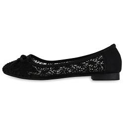 Giralin Klassische Damen Ballerinas Modische Spitzen Flats Schleifen 610205 Schwarz 39 von Giralin