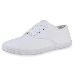 Giralin Unisex Damen Herren Sneaker Low Bequeme Stoffschuhe Freizeit Schuhe Basic Schnürer Schnürschuhe 198983 Weiss 41 von Giralin