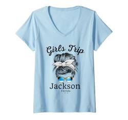 Damen Damen Mädchen Trip Jackson Florida | Travel Vacation Jackson T-Shirt mit V-Ausschnitt von Girls Trip Vacation Travel Co