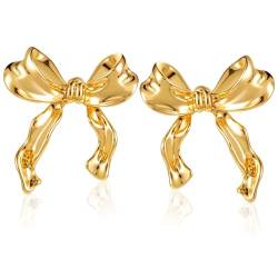 Giugio Bow Earrings, 18K Gold Silber Bogen Ohrstecker Ohrringe für Damen, Schleifen Ohrringe, Schleifen Schmuck Frauen, Lightweight Hypoallergenic Earrings Modeschmuck für Damen Geschenke von Giugio