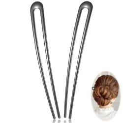 Gjinxi 2 Stück U-förmige Haarnadeln und -gabeln aus Metall für Frauen 5,5 Zoll extra lange Haarstäbe Chignon-French-Twist-Haargabeln für Dutts Twists Hochsteckfrisuren Knoten und Hochzeitsfrisuren von Gjinxi