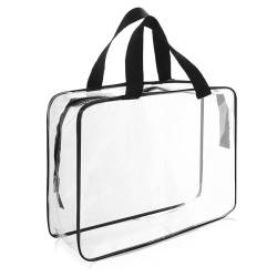 Transparente Tragetasche Gjinxi Durchsichtig Kulturbeutel Durchsichtig Große Durchsichtige Kosmetiktasche Wasserdicht Kosmetik Reißverschluss Organizer Handtasche für Reise Frauen Männer(Farblos) von Gjinxi