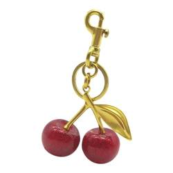 GkgWuxf Kristall Kirsche Schlüsselanhänger, Cherry Bag Charm Geldbörse Anhänger Schlüsselanhänger, Obst Kirsche Schlüsselanhänger für Tasche, Vielseitiger Schlüsselanhänger, Auto-Kirsch-Zubehör von GkgWuxf