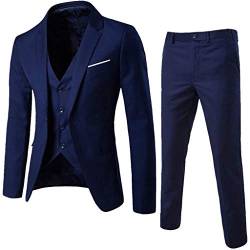 Gkojhj Sakko Business Casual Herren Anzüge Für Männer Hochzeit Anzug Mit Weste Herren Komplett Schwarz Business Suits Men Regular Fit Herrenanzug 3-Teilig Slim Fit Anzüge Modern Blazer Anzughose. von Gkojhj