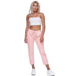 Glamexx24 Sommerhose Damen Leicht Casual Jogginghose: Einfarbig Freizeithose 7/8 Straight Leg Damenhose mit Taschen Capri Pants Strandhose von Glamexx24