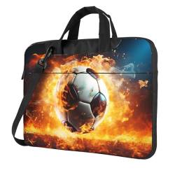 GlbnSHeric Laptop-Umhängetasche, Kuriertasche, Burning Soccer Ball, Laptop-Tasche, Computertasche für Männer und Frauen, Schwarz , 14 inch von GlbnSHeric