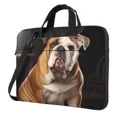 GlbnSHeric Laptop-Umhängetasche, Kuriertasche, Englische Bulldogge, Laptoptasche, Computertasche für Männer und Frauen, Schwarz , 15.6 inch von GlbnSHeric