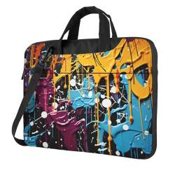 GlbnSHeric Laptop-Umhängetasche, Kuriertasche, Graffiti, Laptoptasche, Computertasche für Männer und Frauen, Schwarz , 14 inch von GlbnSHeric