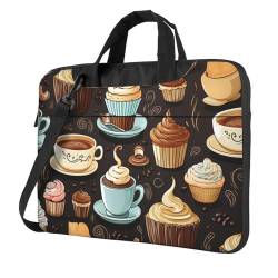 GlbnSHeric Laptop-Umhängetasche, Kuriertasche, Kaffee- und Süßigkeiten-Laptop-Tasche, Computertasche für Männer und Frauen, Schwarz , 13 inch von GlbnSHeric