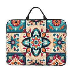 GlbnSHeric Laptop-Umhängetasche, Kuriertasche, schöne blaue Blumen, Laptoptasche, Computertasche für Damen und Herren, Arabisches indisches Karomuster, Einheitsgröße von GlbnSHeric