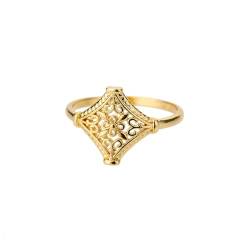 GleaMora Süße Vintage hohle Blumenringe für Frauen Titan Stahl Gold Silber Ring Eheringe Boho Schmuck Geschenk von GleaMora