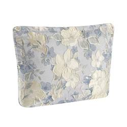 Gleyemor Große Reise-Make-up-Tasche für Damen, niedliches Blumenmuster, Kulturbeutel, Organizer, Reißverschlusstasche, Aufbewahrungsbeutel, blaue blume von Gleyemor