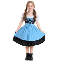 Halloween Oktoberfest Kostüm Mädchen Kleid Kinderdirndl mit Dirndl Kleid Bluse Spitzenschürze, Trachtenkleid Kinder Dirndl Verkleidung Kinder Kleid Mädchen für Karneval Cosplay Party Kinder Kleidung von Glücksvogel