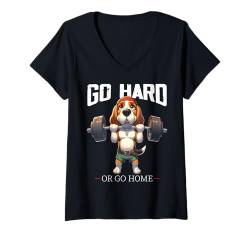 Damen Go Hard Or Go Home Beagle Dog Gewichtheben Fitness Gym T-Shirt mit V-Ausschnitt von Go Hard Or Go Home Gym Squad Fitness Group