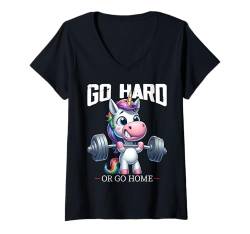 Damen Go Hard Or Go Home Einhorn Gewichtheben Fitness Gym T-Shirt mit V-Ausschnitt von Go Hard Or Go Home Gym Squad Fitness Group