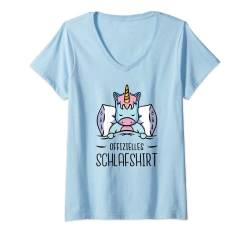 Damen Offizielle Schlafshirt Süßen Einhorn bedruckt T-Shirt T-Shirt mit V-Ausschnitt von GoPoster