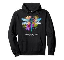 Amazing Grace Floral Libelle Christian Summer Pullover Hoodie von God is Good Christian Gifts and Apparel