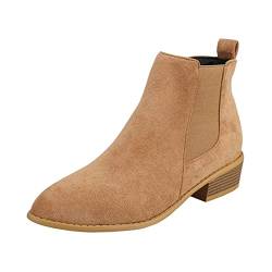 Godom Lässige Damenstiefel Damen Chelsea Boots Damen Stiefeletten Damen Mit Absatz Westernstiefel Damen Western Stiefeletten Damen Elegant Ankle Boots Damen mit Seitlicher Reißverschluss von Godom