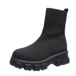 Godom Stiefeletten Damen Chelsea Boots Damen Socken-Stiefel Winterstiefel Damen Westernstiefel Damen Plateau Boots Damen Stiefeletten Damen Elegant Plateau Stiefeletten Damen Ankle Stiefeletten Schuhe von Godom