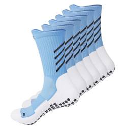 Gogogoal Rutschfeste Fußball-Sportsocken Herren Damen Anti-Rutsch Sportsocken Basketball Laufen weiß+Hellblau3 L 3P von Gogogoal