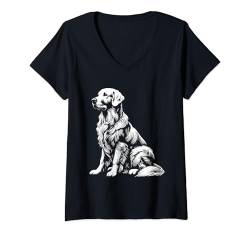 Damen Dog Dad Mom Lover – Monochromatischer Golden Retriever T-Shirt mit V-Ausschnitt von Golden Retriever Gift for Men, Women, Dad & Mom