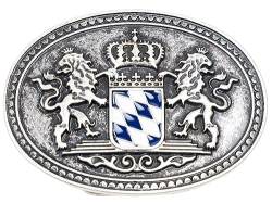 Gürtelschnalle Trachten | Wechselschließe für 40mm Gürtel | Trachtenschnalle Trachtenschließe (Wappen Bayern blau weiß 7x5cm) von Goldschmidt Trachten